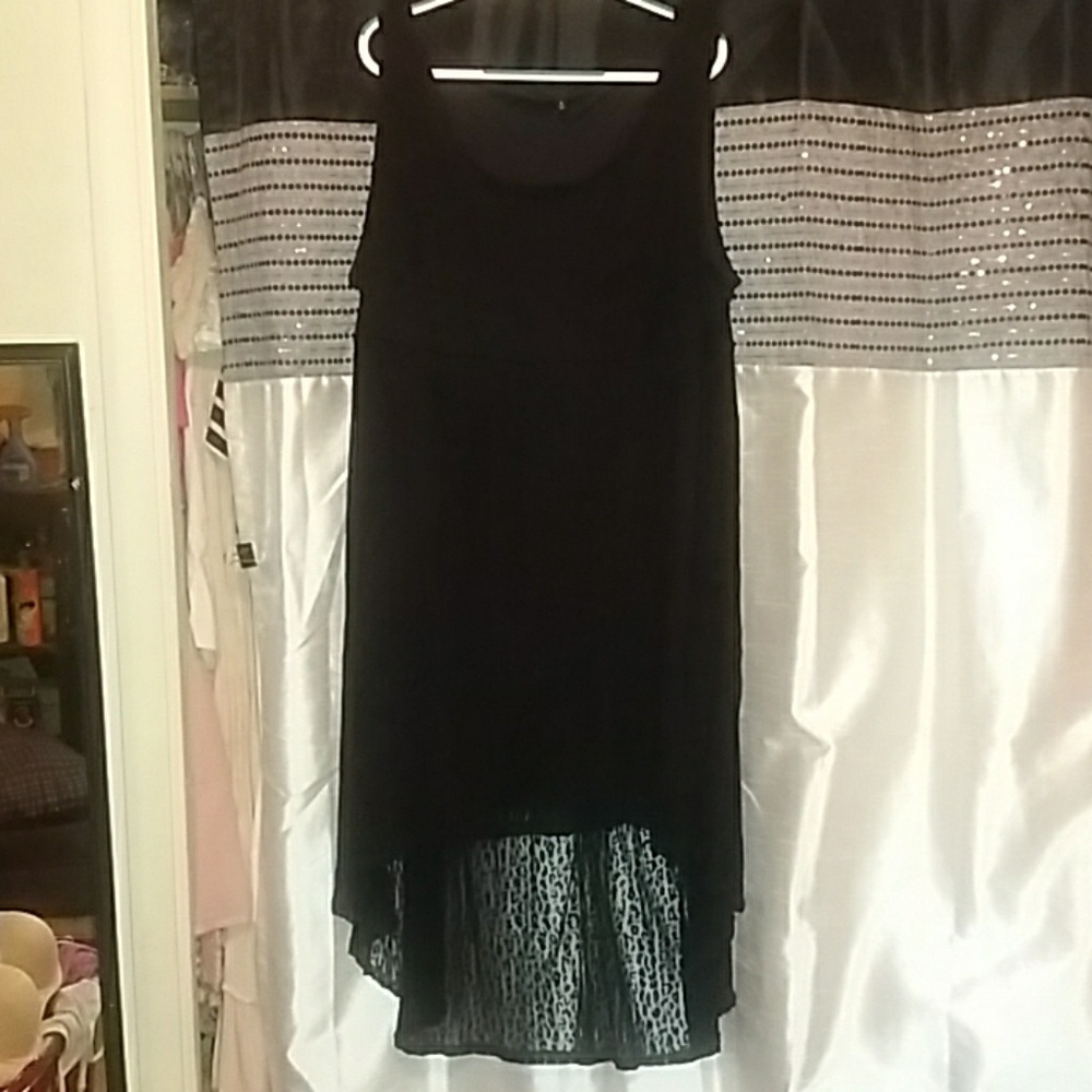 Black hi-lo  leopard print dress